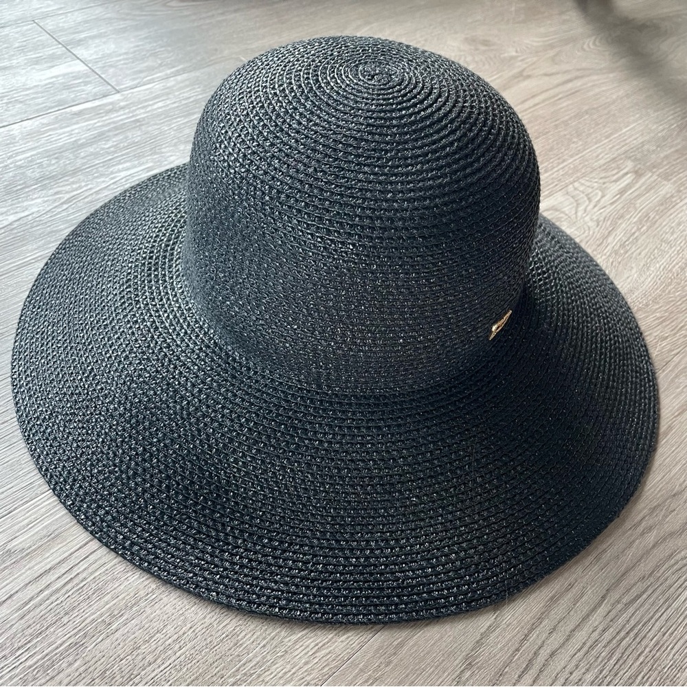 NWOT Eric Javits Hampton Squishee Straw Hat, Original/Black